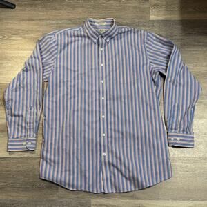 L.L. Bean Wrinkle Resistant Button Down Shirt Men’s LT Tall Blue Red Stripe